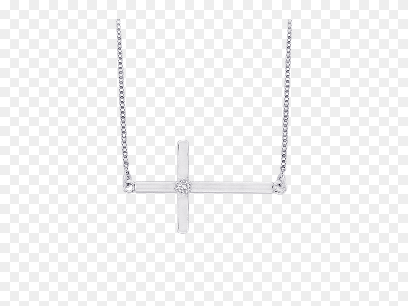 570x570 White Gold Ct Diamond Cross Pendant With Chain - Cross Necklace PNG