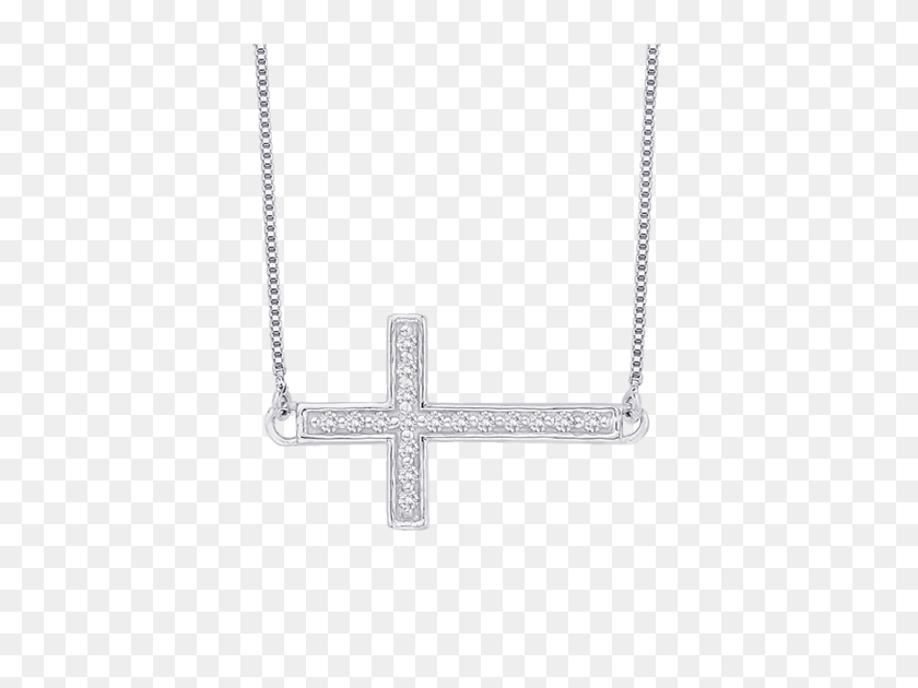 570x570 White Gold Ct Diamond Cross Pendant With Chain - Cross Necklace PNG