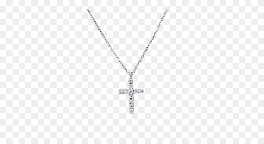 600x399 White Gold Diamond Cross Necklace - Cross Necklace PNG