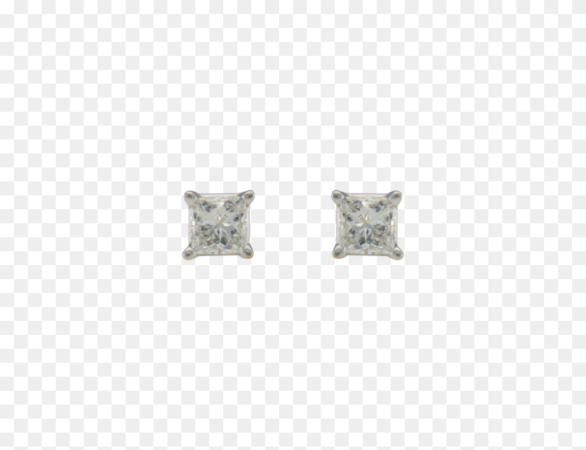 1000x750 White Gold Princess Cut Diamond Studs Scottsdale Fine Jewelers - Diamond Earrings PNG