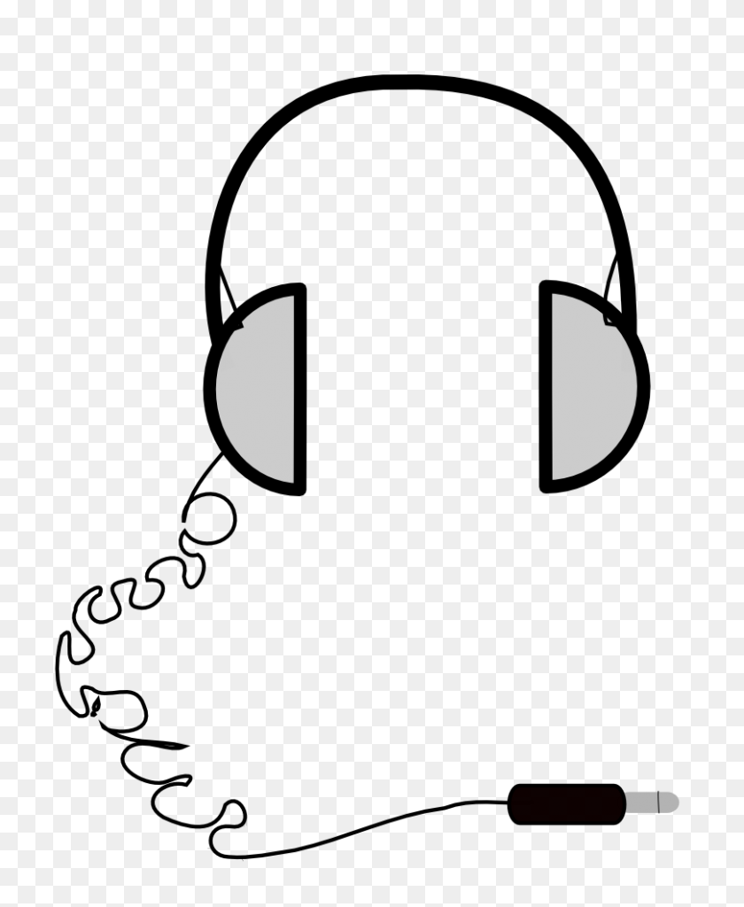 809x1000 White Headphones Clipart, Explore Pictures - Listening Clipart Black And White