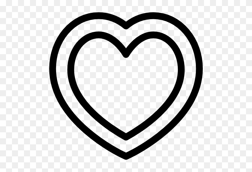 512x512 White Heart Inside Black Heart - White Heart PNG