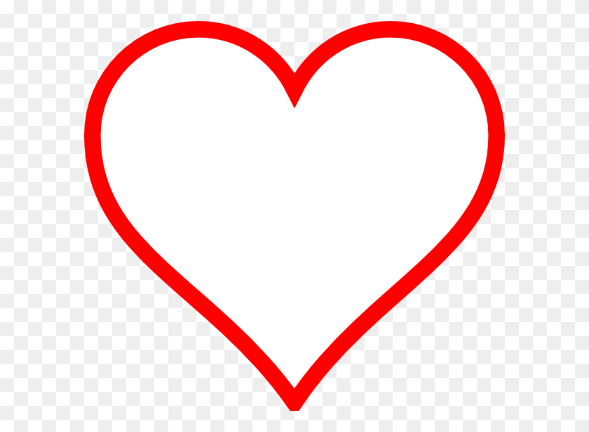 600x557 White Heart Outline White Heart W Red Outline Clip Art - Heart Organ Clipart