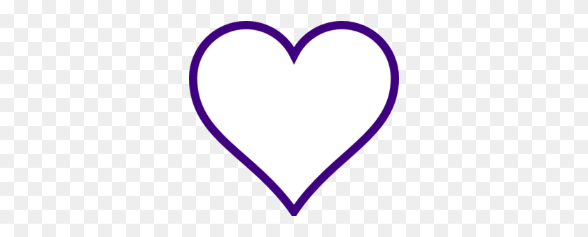 300x279 Белое Сердце Ж Фиолетовый Контур Клипарт - Контур Сердца Png