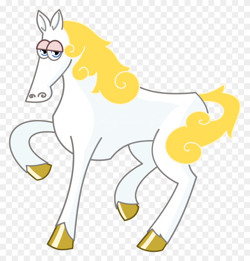 2192x2300 White Horse With Gold Mane Vector Clipart Image - White Horse PNG
