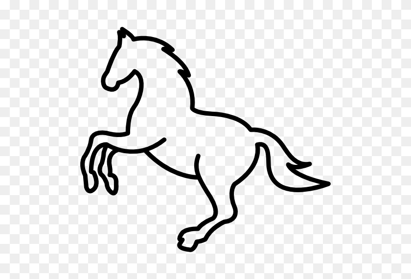 512x512 Контур Белая Прыгающая Лошадь - Мустанг Лошадь Png