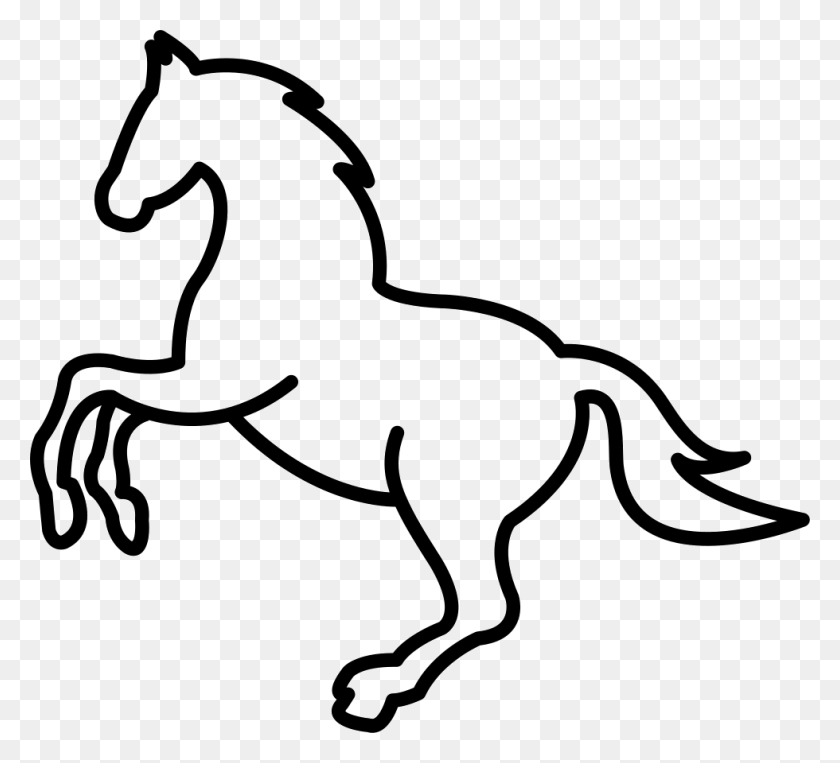 980x884 Белая Прыгающая Лошадь Контур Значок Png Скачать Бесплатно - Белая Лошадь Png