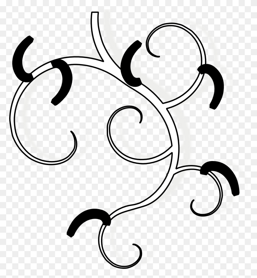 1331x1448 White Line Art Body Jewellery Clip Art - Black Swirl Clipart