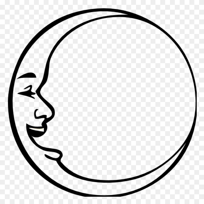 1024x1024 White Moon Clipart - Sun And Moon Clipart Black And White