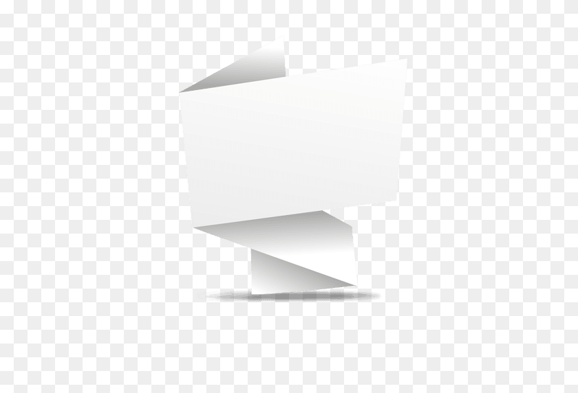 512x512 White Origami Folded Banner - White Banner PNG