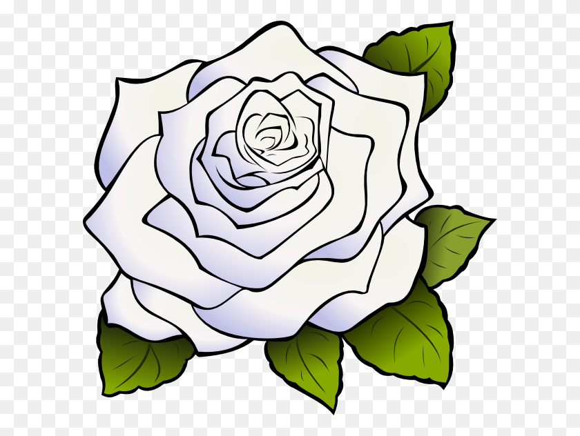 600x572 White Rose Clip Art - Rose Clipart Black And White PNG