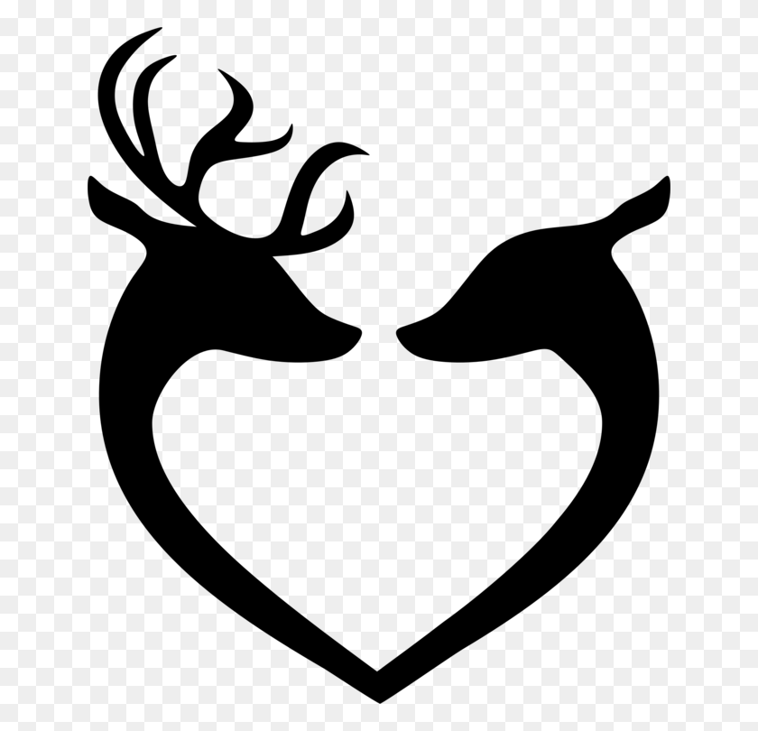 646x750 White Tailed Deer Moose Valentine's Day Reindeer - Reindeer Black And White Clipart