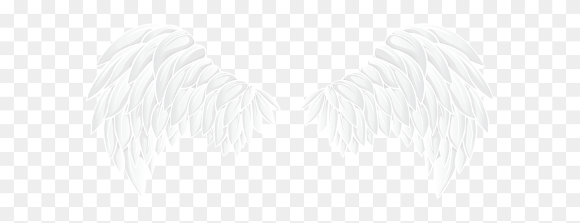 600x263 White Wings Png Clip Art - Wings Clipart Black And White