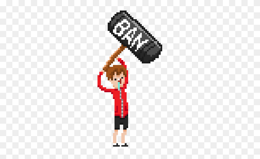 218x454 Whitegummy On Twitter Made Pixel Art For A Minecraft Admin - Ban Hammer PNG