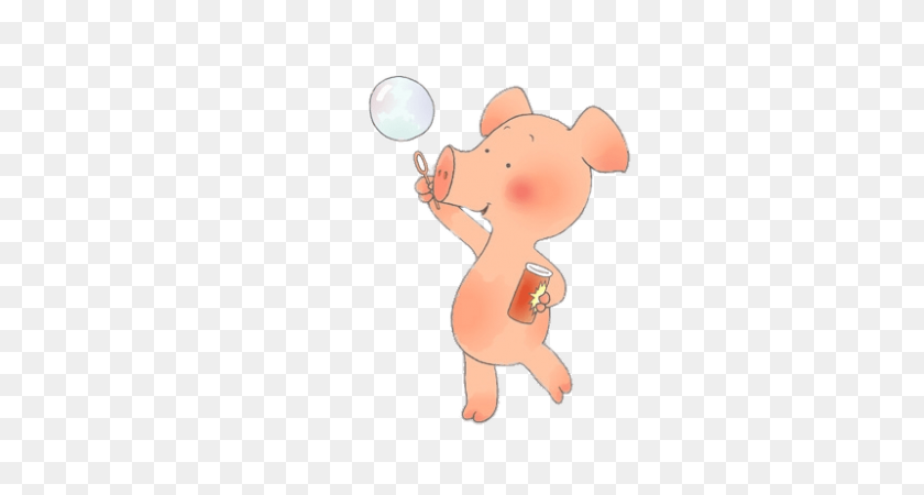800x400 Wibbly Pig Blowing A Soap Bell Transparent Png - Piglet PNG