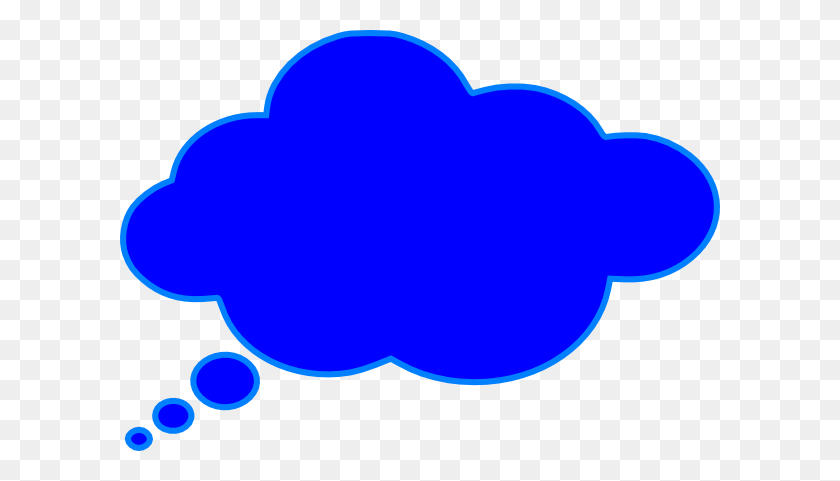 600x421 Wide Thought Bubble Blue Clip Arts Download - Thought Cloud PNG