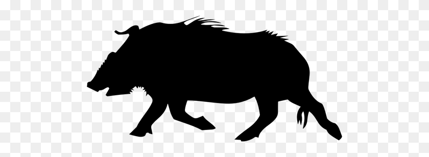 500x248 Wild Boar Silhouette - Hog Clipart Black And White
