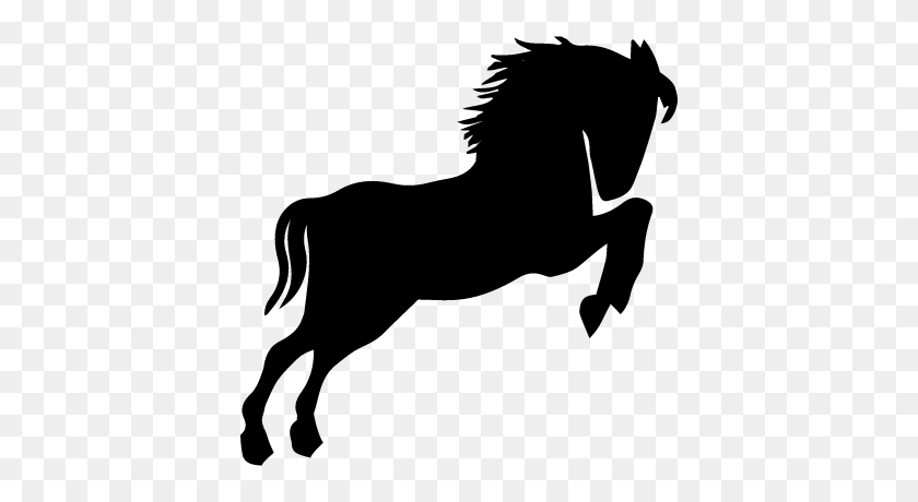 400x400 Дикая Лошадь, Черный Силуэт, Глядя Вправо, Стоя На Задних Лапах - Клип-Арт Дикая Лошадь