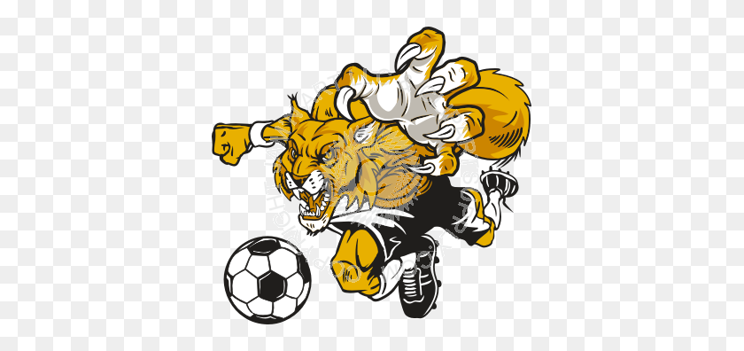 361x336 Wildcat Playing Soccer In Color - Wildcat Clipart