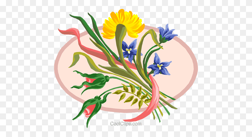 480x399 Wildflower Bouquet Royalty Free Vector Clip Art Illustration - Wildflower Clipart