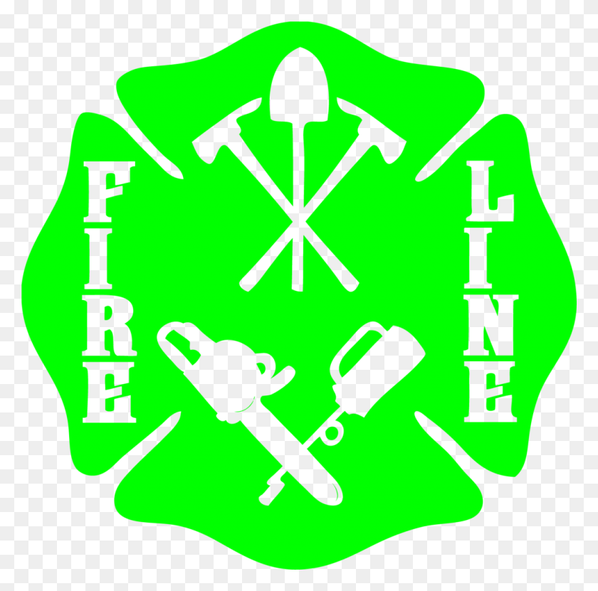 1024x1013 Wildland Firefighter Fire Line Maltese Cross Decal Rocky Pines - Green Flames PNG