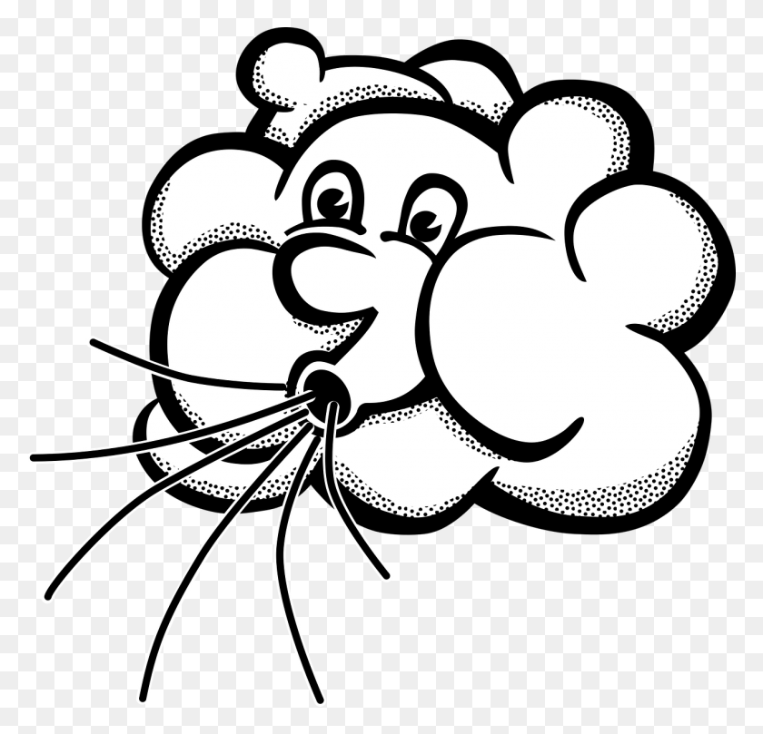1280x1230 Wind Blowing Cloud Away Clipart Black And White Clip Art Images - Blowing Nose Clipart