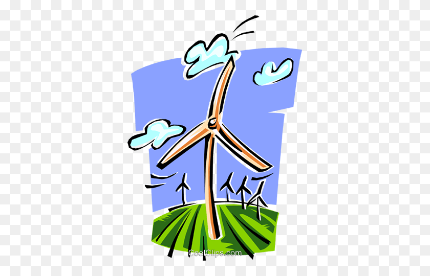 341x480 Wind Power Royalty Free Vector Clip Art Illustration - Wind Energy Clipart