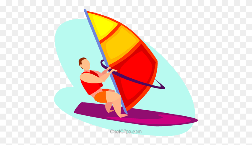 480x425 Wind Surfer Royalty Free Vector Clip Art Illustration - Windsurfing Clipart
