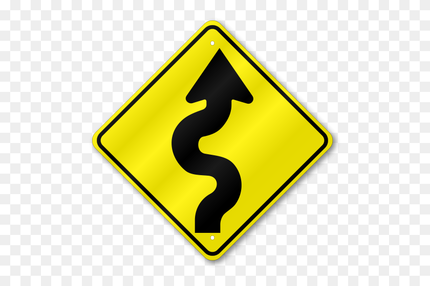 500x500 Winding Road Right Sign - Winding Path Clipart
