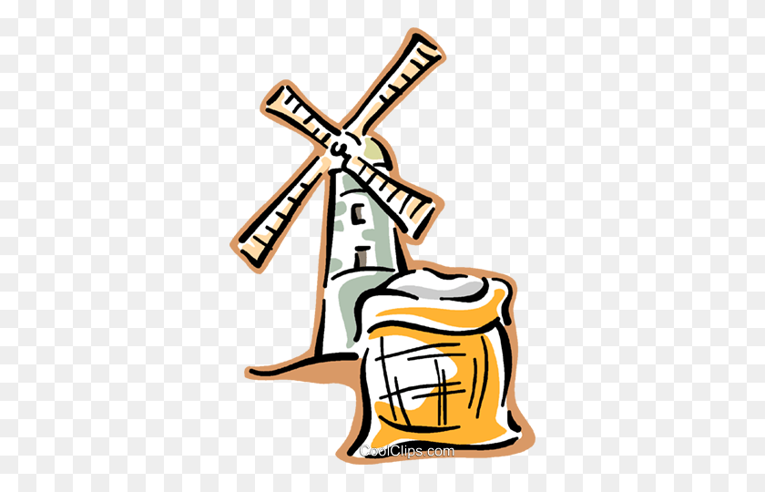 336x480 Windmill Royalty Free Vector Clip Art Illustration - Windmill Clipart
