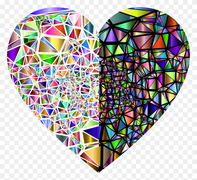 826x750 Window Heart Stained Glass - Shattered Glass PNG