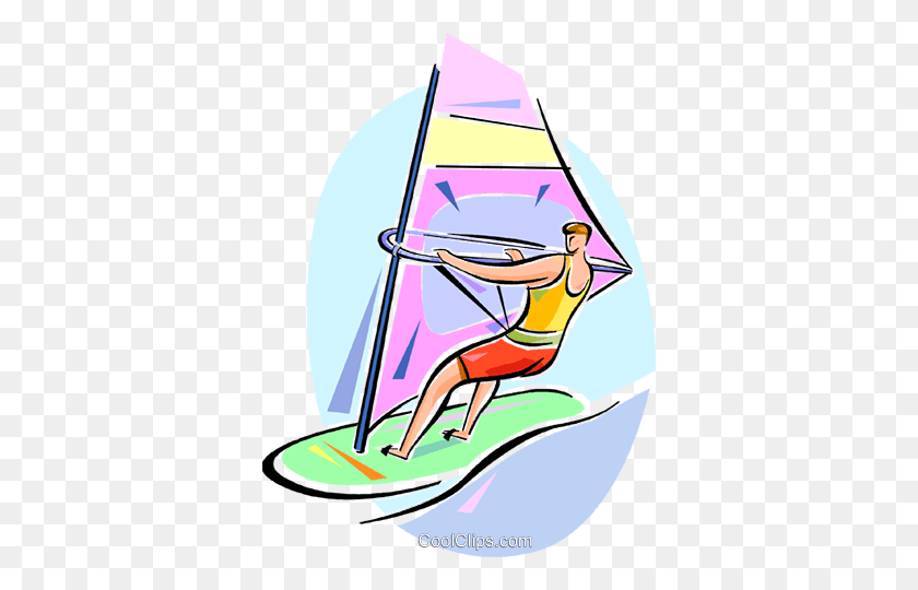 360x480 Windsurfing Royalty Free Vector Clip Art Illustration - Windsurfing Clipart