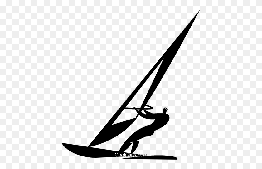 445x480 Windsurfing Royalty Free Vector Clip Art Illustration - Windsurfing Clipart