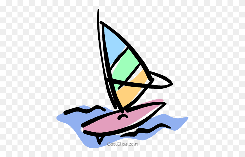 453x480 Windsurfing Royalty Free Vector Clip Art Illustration - Windsurfing Clipart