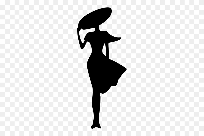 205x500 Windy Lady Silhouette - Windy Day Clipart