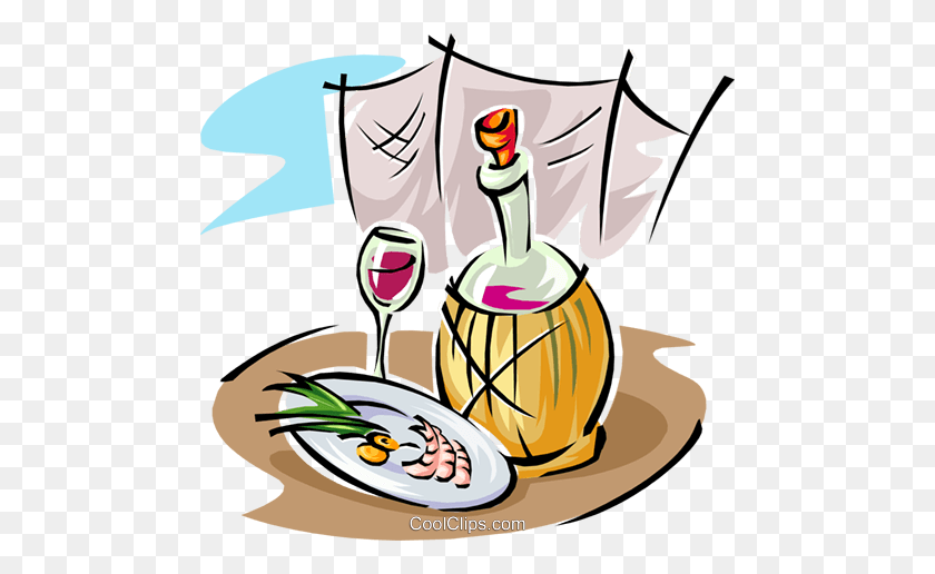 480x456 Vino Y Comida Royalty Free Vector Clipart Illustration - Wine Clipart Png