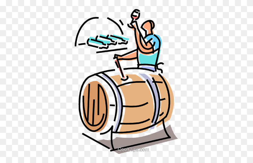 343x480 Wine Barrels Royalty Free Vector Clip Art Illustration - Wine Barrel Clipart