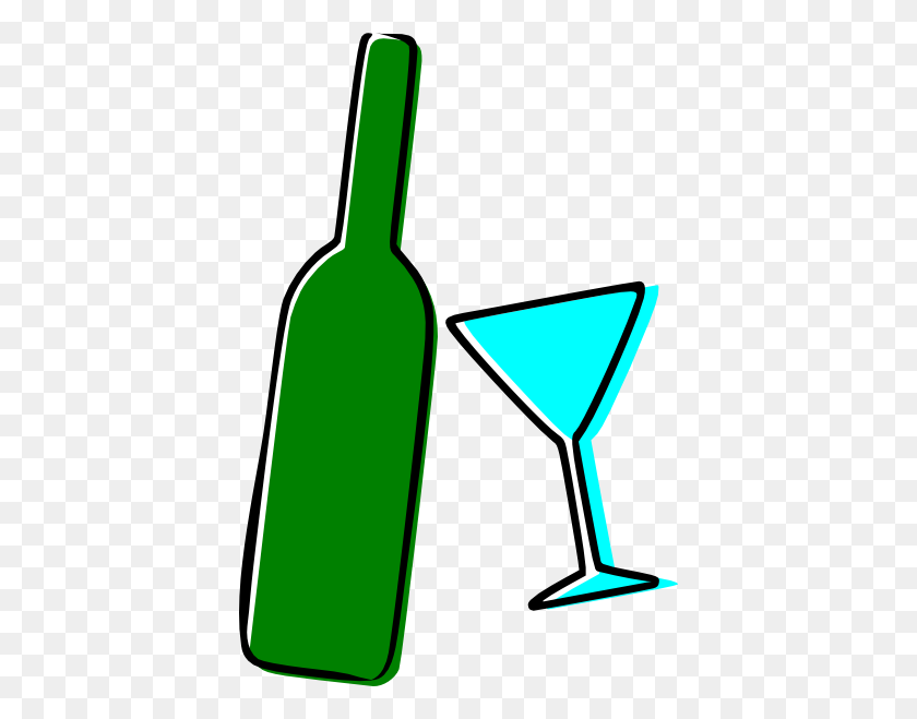 402x599 Wine Bottle And Martini Glass Clip Art - Wine Bottle Clipart