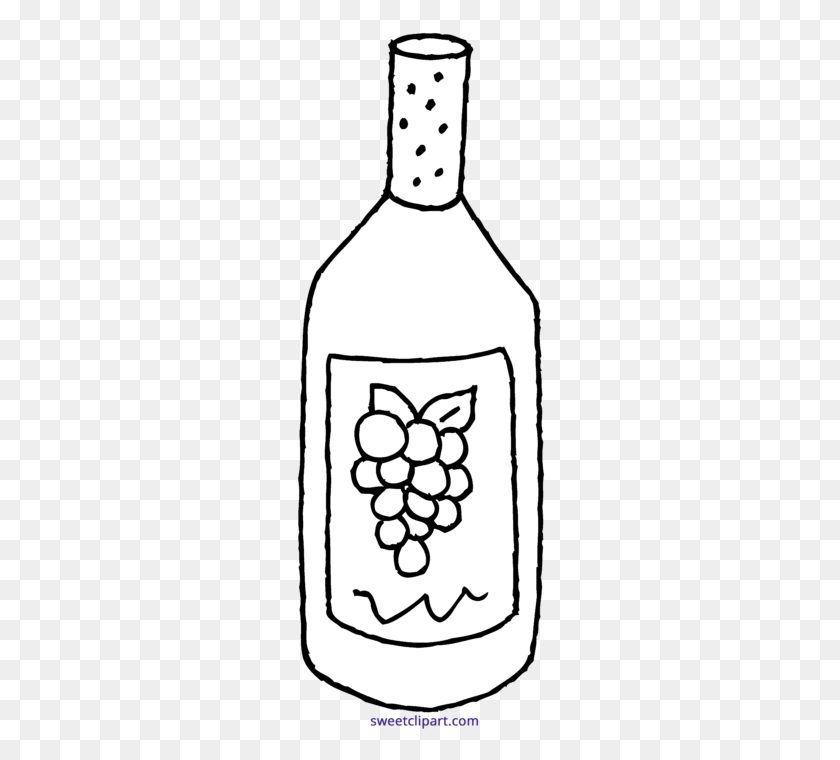 254x700 Botella De Vino Para Colorear - Botella De Vino Clipart Blanco Y Negro