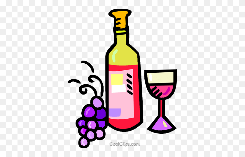 374x480 Wine Bottle, Glass Of Wine And Grapes Royalty Free Vector Clip Art - Wine Bottle Clip Art Free