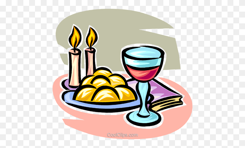 480x447 Wine, Candles And Bread Royalty Free Vector Clip Art Illustration - Wine Clipart