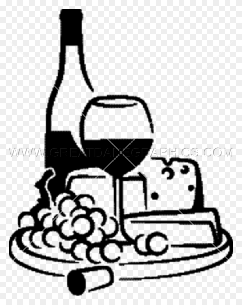 825x1059 Wine Cheese Production Ready Artwork For T Shirt Printing - Wine Clipart Black And White