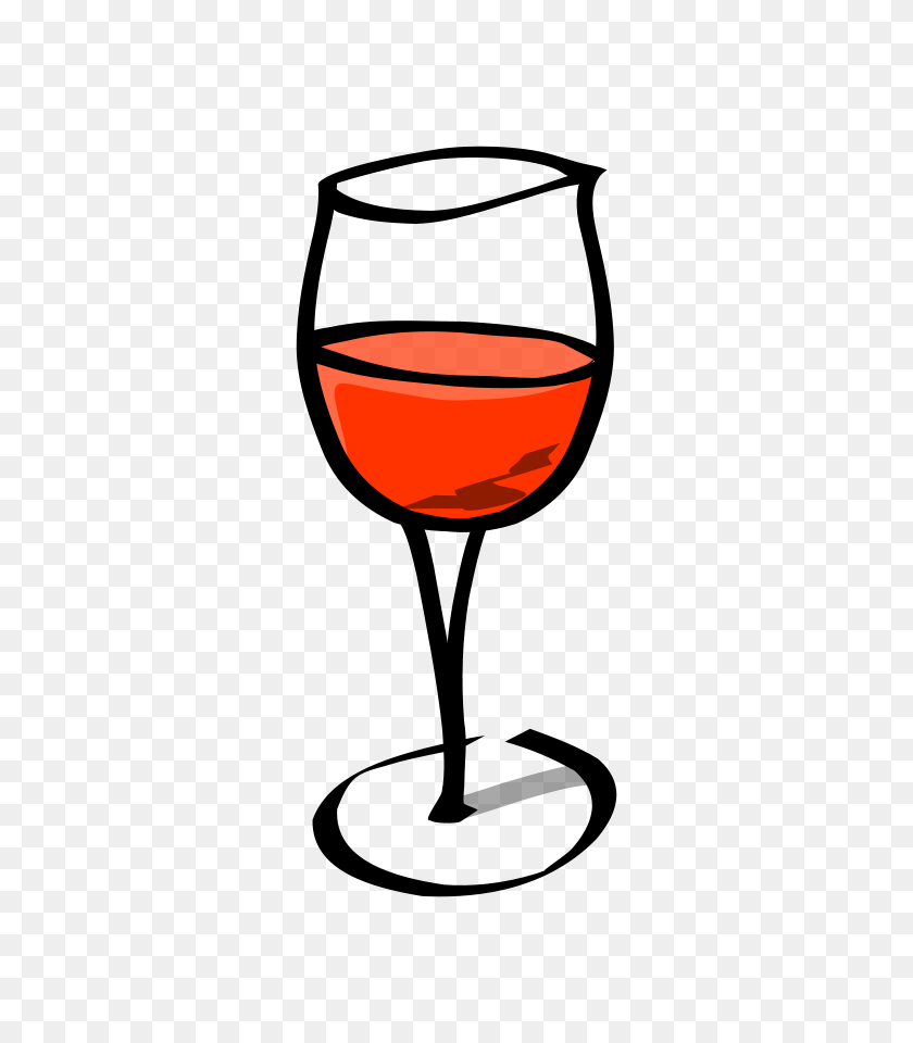 450x900 Wine Clip Art Black And White - Alcoholic Drink Clipart