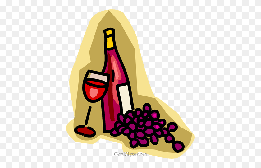413x480 Wine Glass, Bottle, Grapes Royalty Free Vector Clip Art - Wine Tasting Clipart