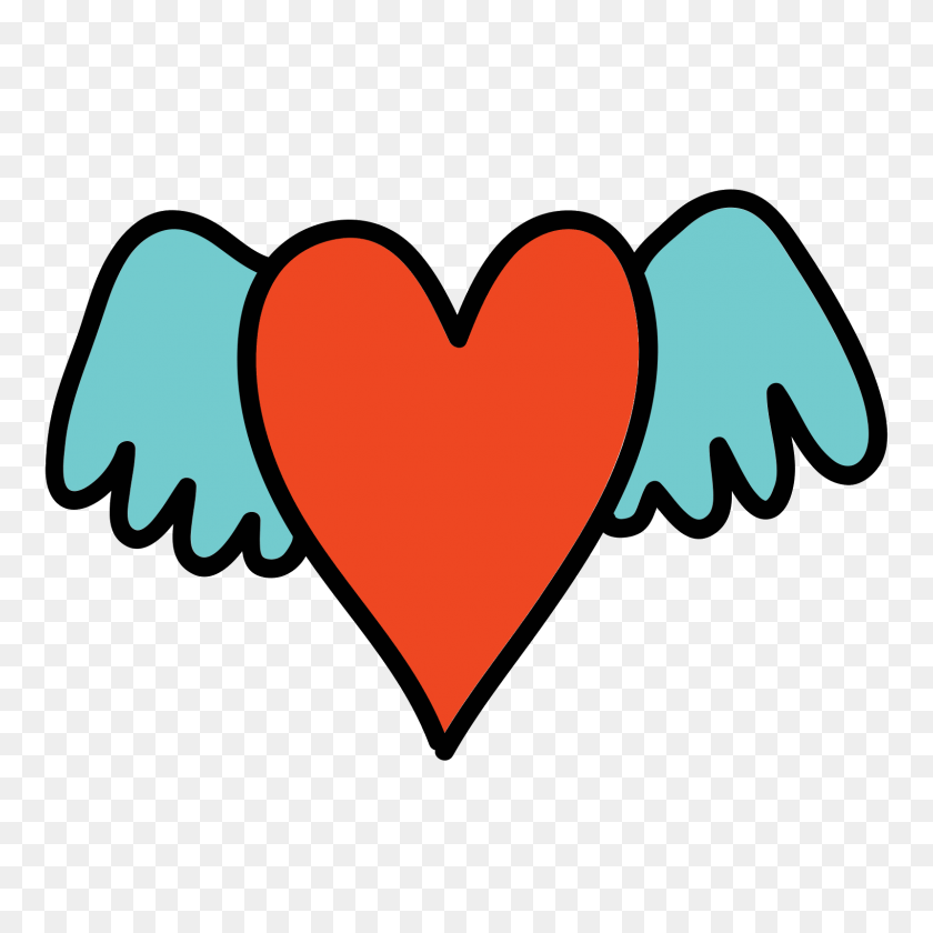 1600x1600 Winged Heart Icon - Doodle Heart PNG