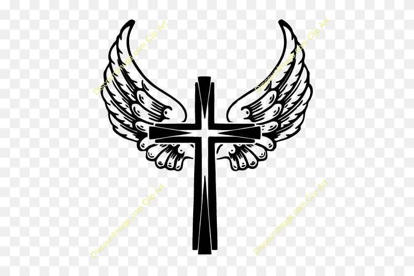 500x500 Wings Clipart Cross - Angel Wings And Halo Clipart