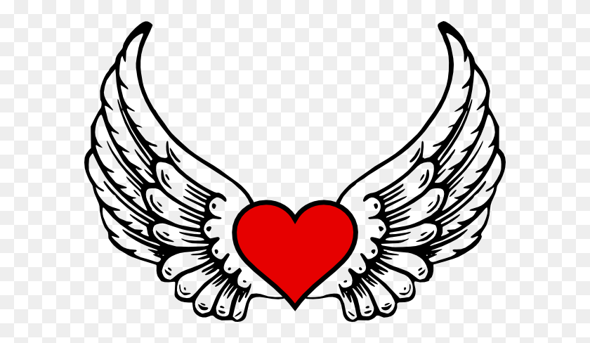 600x428 Wings Heart Cliparts - Vintage Heart Clipart