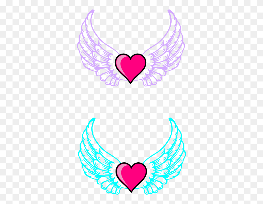 348x591 Wings N Pink Heart Clipart - Corazón Con Alas Clipart