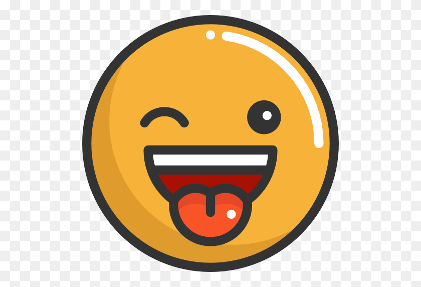 512x512 Wink, Emoticons, Emoji, Feelings, Smileys Icon - Wink Emoji Clipart