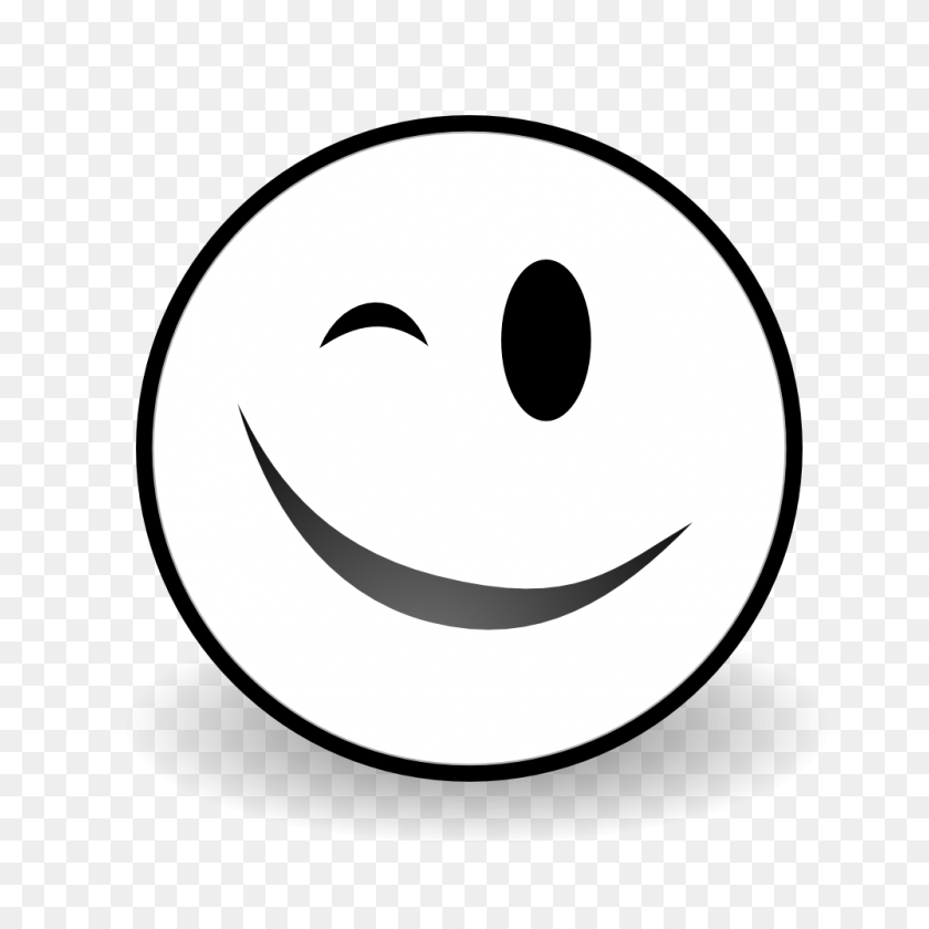 999x999 Winking Emoji Clip Art - Emoji Black And White Clipart